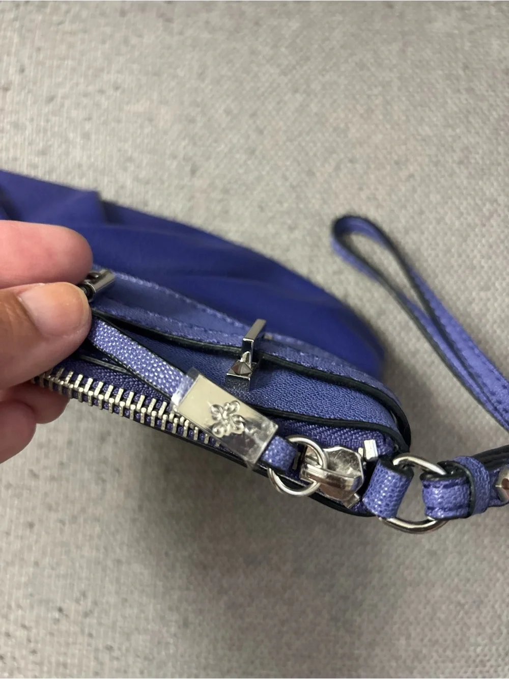 Vera Wang Purple Leather Wristlet Clutch